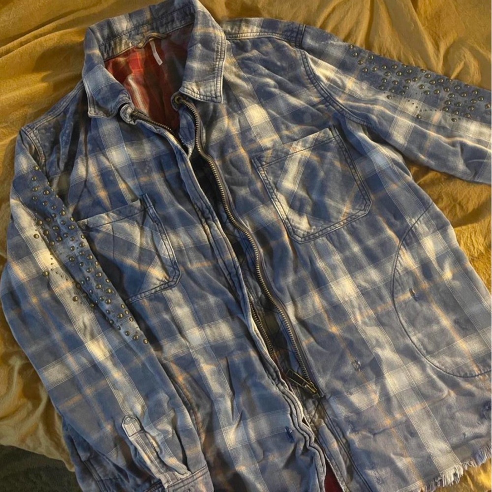 Free People Deconstructed Oversized Plaid Shirt Jacket - Picture 2 of 9
